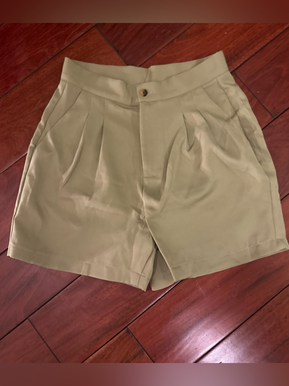 SHEIN Shorts Womens M Olive Green High Rise Pleated Front Utility Casual Pockets